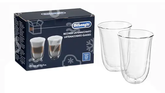 skleničky na latte DeLonghi, termo, 220ml, sada 2ks